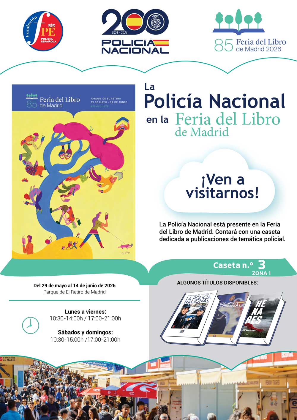 Cartel feria del libro de Madrid Policía Nacional.