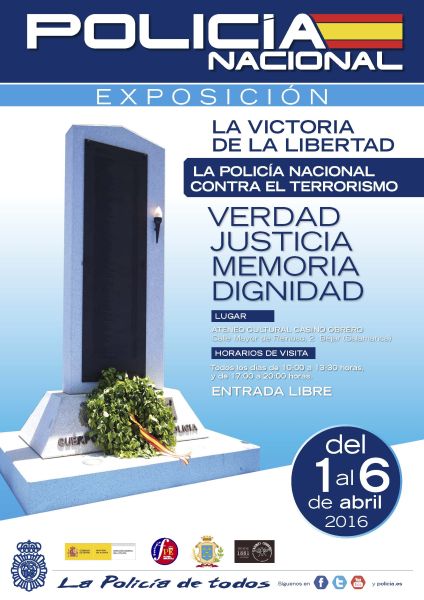Cartel de la exposición La Victoria de la Libertad, la Policía Nacional contra el terrorismo.