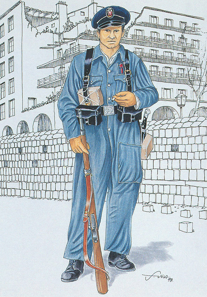 Policía uniformado con el uniforme de Cuerpo de Seguridad y Asalto - Grupo Uniformado (1937)
