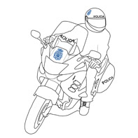 Imaxe para  colorear dun Policía en moto policial